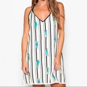 Judith March Black and Cream Striped Cactus Dress